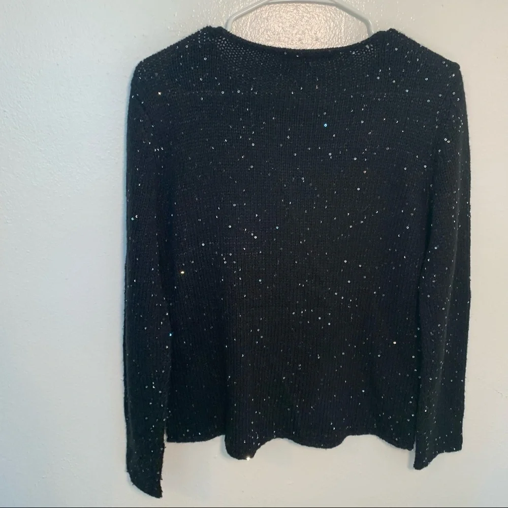 Narciso Rodriguez Design Nation Women's Size Small Crewneck Sweater Black Sequin